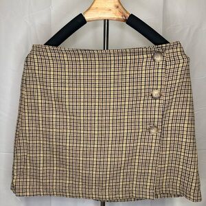 American Eagle Outfitters Tan and Yellow Plaid Mini Skirt